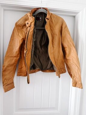 Tan Leather Moto Jacket